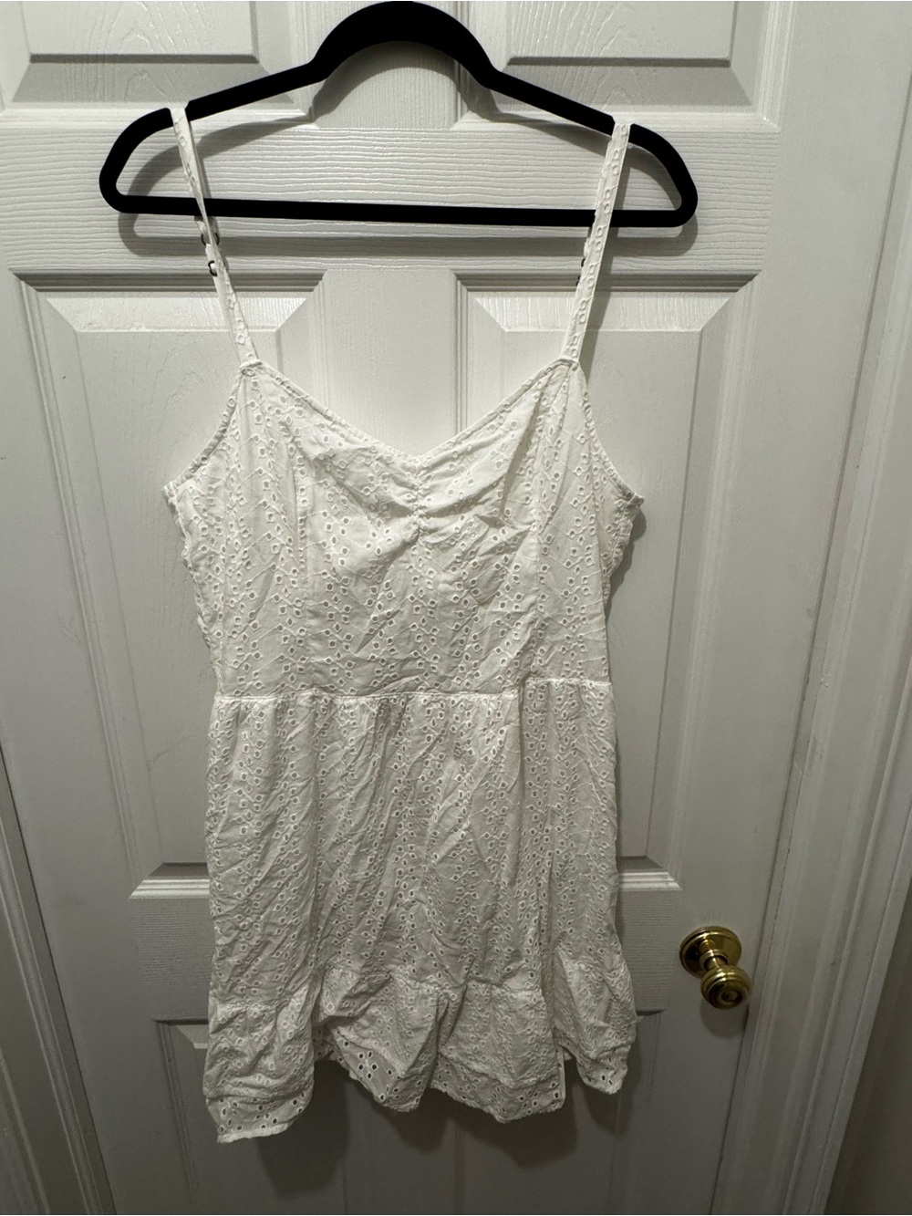 Hollister White Eyelet Spaghetti Strap Mini Dress size L